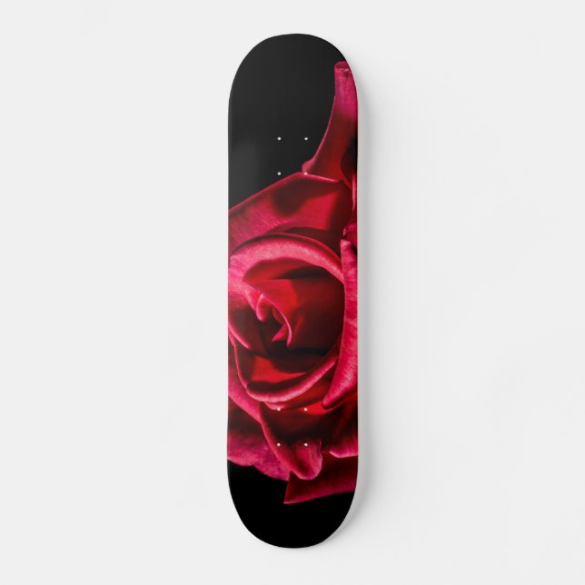 red-rose-320869 red rose ROMANTIC LOVE BLACK bloom Skateboard (Front)