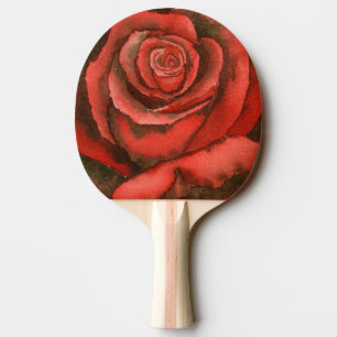 "Red Rose #3" Ping Pong Paddle