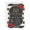 Red Rose 50th Birthday Invitation Gold Glitter