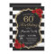 Red Rose 60th Birthday Invitation Gold Glitter