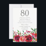 Red Rose 80th Birthday Party Invitation<br><div class="desc">Red Rose 80th Birthday Party Invitation
Matching collection in Niche and Nest store.</div>