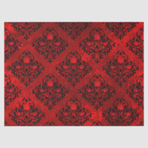 Red Rose and Black Damask on Red Tissue Paper