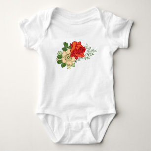 Red Rose and Daisies Baby Bodysuit