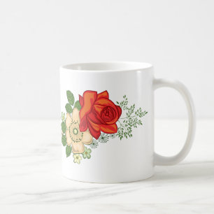 Red Rose and Daisies Coffee Mug