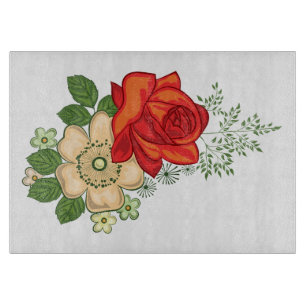 Red Rose and Daisies Cutting Board
