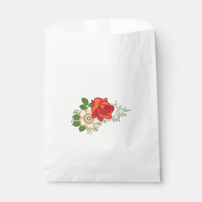 Red Rose and Daisies Favour Bag (Front)