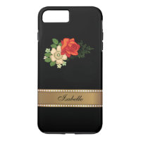 Red Rose and Daisies Gold Personalized Name