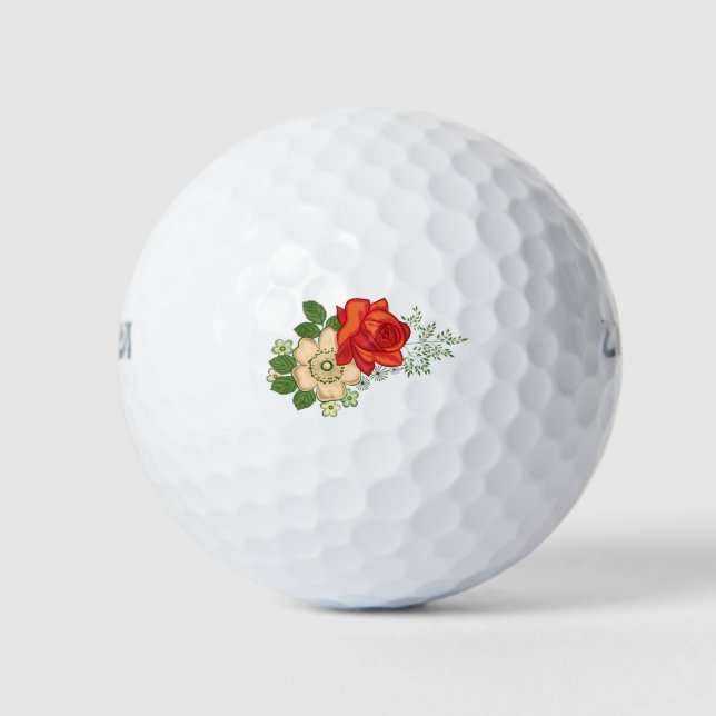 Red Rose and Daisies Golf Balls (Front)