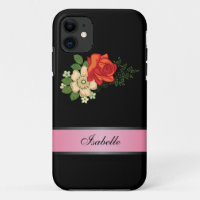 Red Rose and Daisies Pink 2 Personalized Name