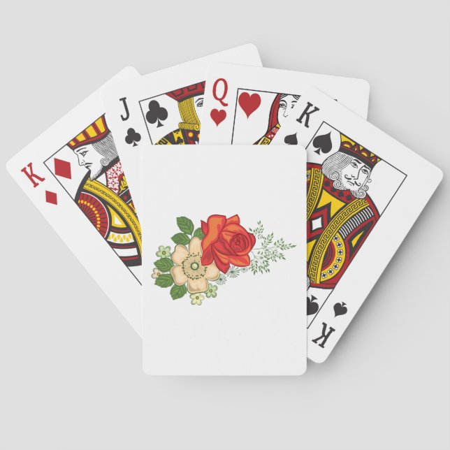 Red Rose and Daisies Playing Cards (Back)