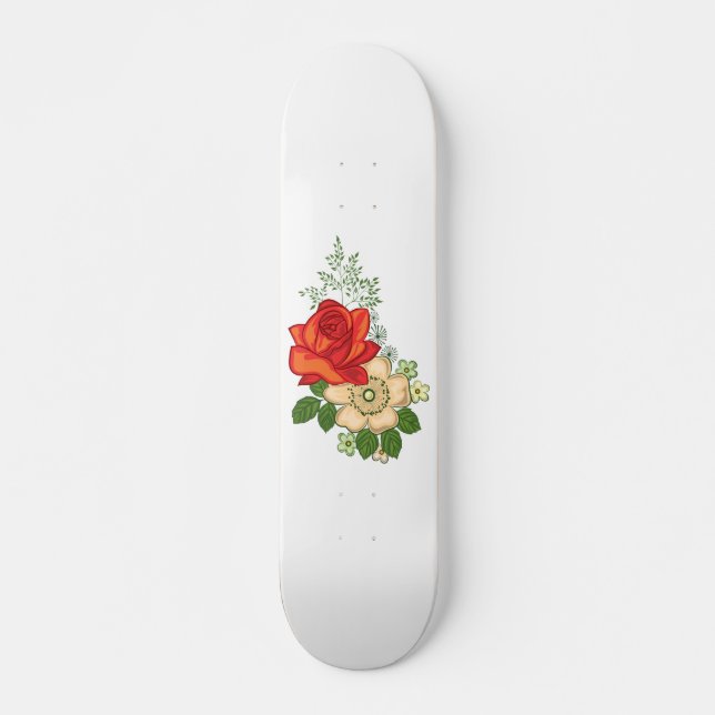 Red Rose and Daisies Skateboard (Front)