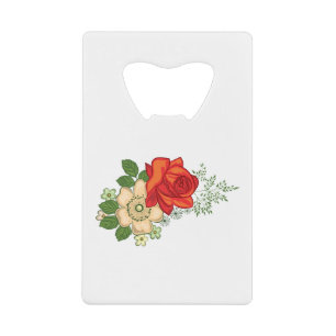 Red Rose and Daisies Wallet Bottle Opener
