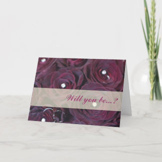 Red rose and diamond Will you bemy bridesmaid card