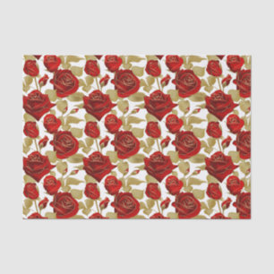 Red Rose And Gold  Tissue Paper