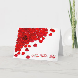 Red Rose and Petals - Customize Holiday Card