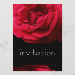 Red Rose and Water Drops birthday party invitation