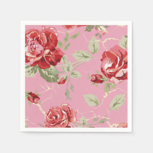 Red rose and white classic print napkins