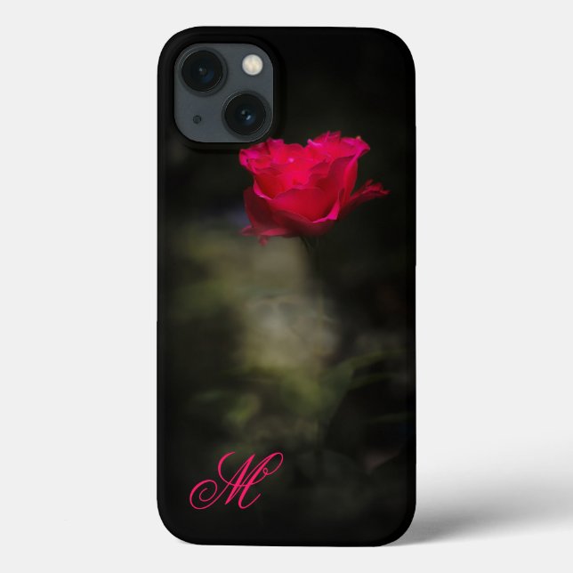 Red Rose and White Smoke. Monogram. Case-Mate iPhone Case (Back)