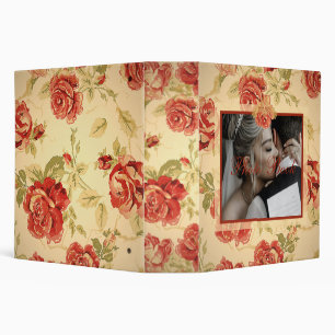 Red rose antique floral print photo book binder