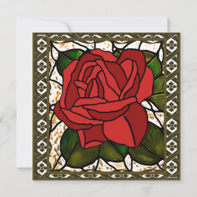 Red Rose Art Deco Gilded Card (Front)