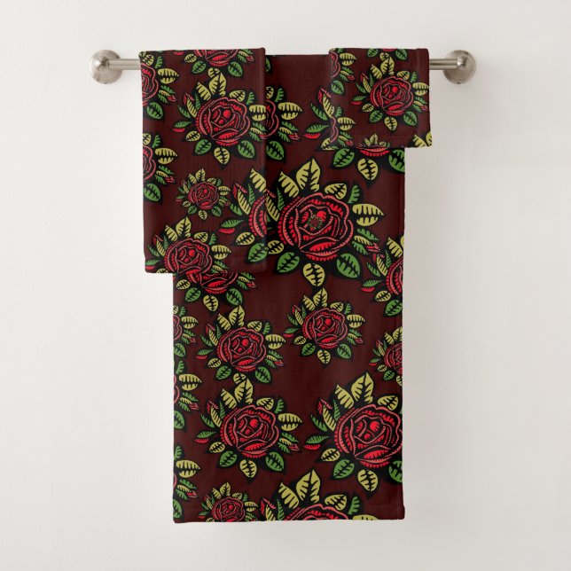 red rose bath towel set (Insitu)