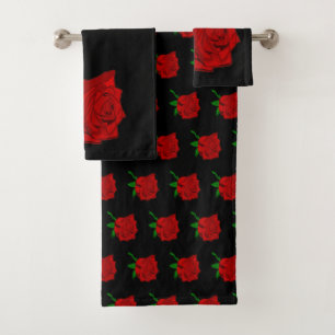 Red Rose Bath Towel Set