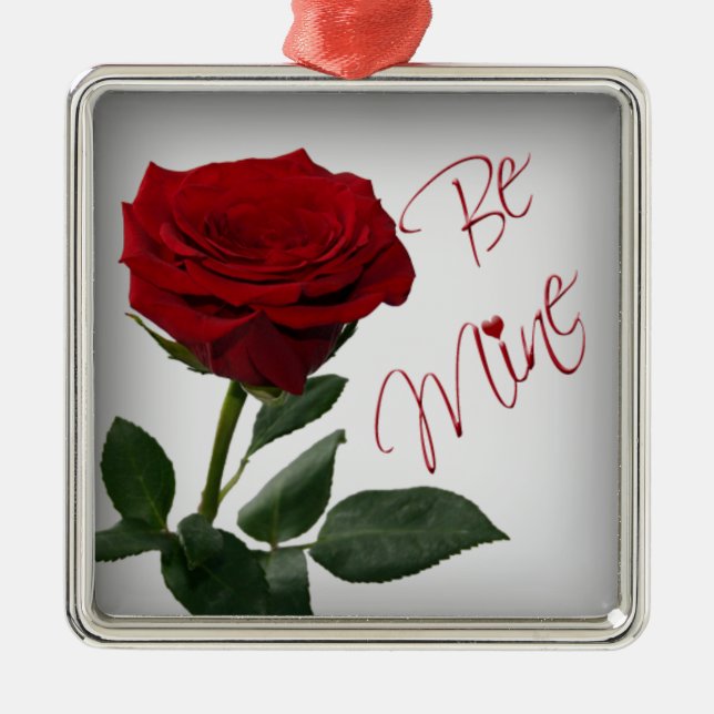 Red Rose Be Mine Premium Keepsake Ornament (Front)
