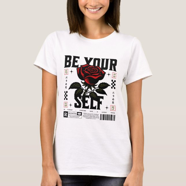 Red Rose Be Yourself Graphic Tee (Front)