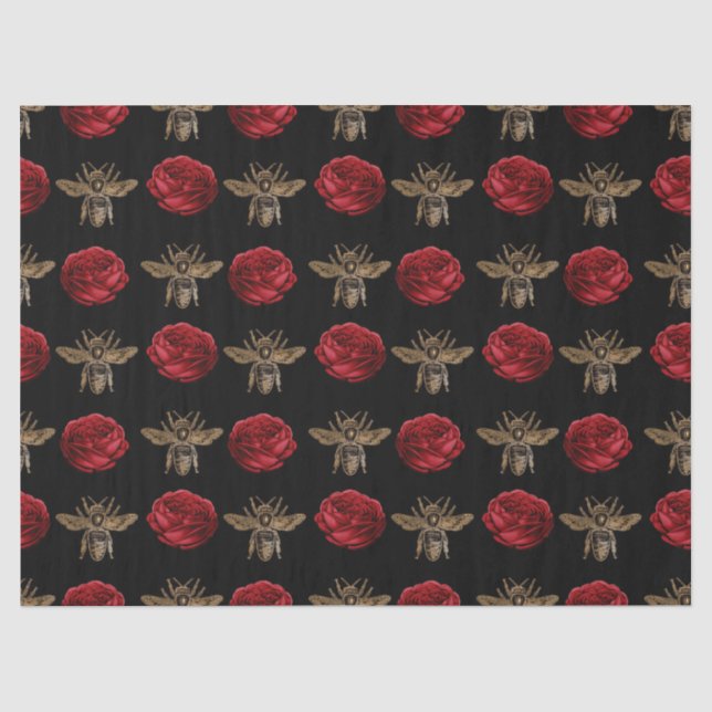 Red Rose Bee Series Design 16 Tissue Paper (Front)