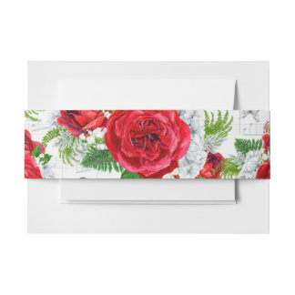Red Rose Belly Band Invitation Belly Band