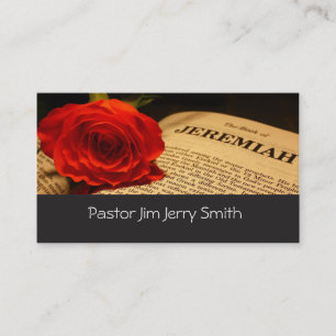 Red rose, Bible, pastor professional business card
