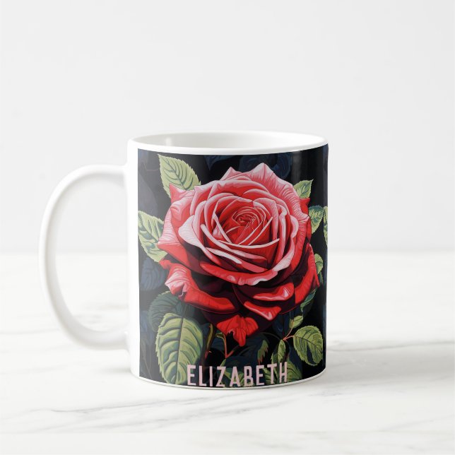 Red Rose Birthday Gift Ideas Custom Coffee mug (Left)