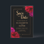 Red Rose Black and Gold Elegant Save The Date<br><div class="desc">Elegant Rose design. You will be sure to stand out with this Elegant stationery.</div>