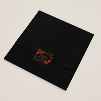 Red Rose Black and Gold Quinceañera Square Sticker