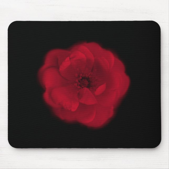Red Rose. Black Background. Mouse Pad (Front)