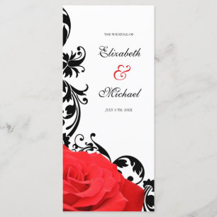 Red Rose Black Flourish Wedding Program