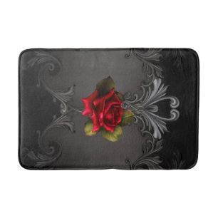 Red Rose & Black Gothic Elegant Bath Mat