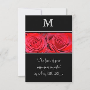Red Rose Black Silver Monogram Wedding Response