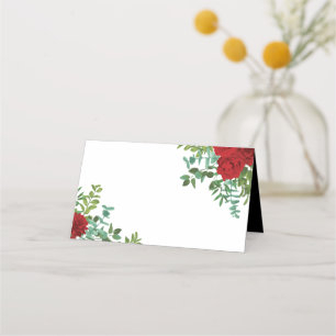 Red Rose Black Wedding Gothic Dark Place Card