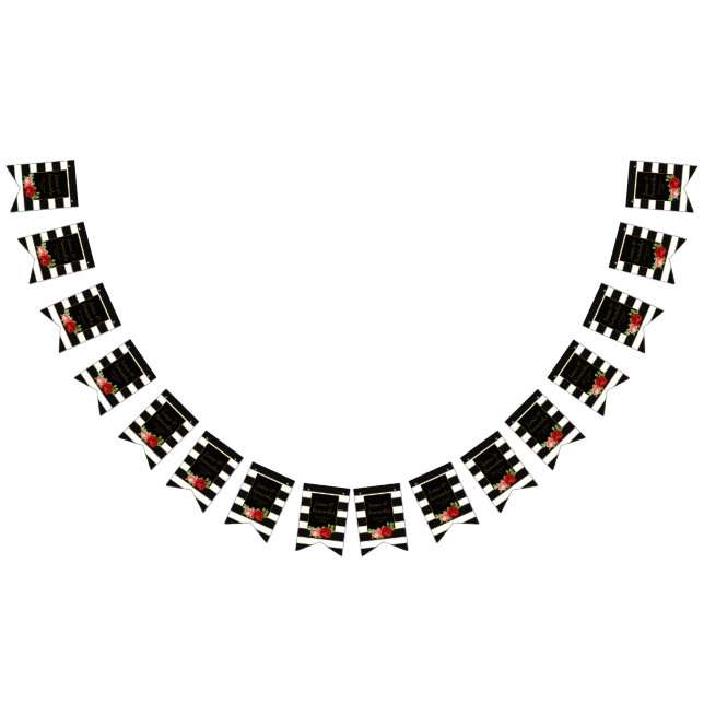 Red Rose, Black, White & Gold Stripe - Bunting Flags (All)