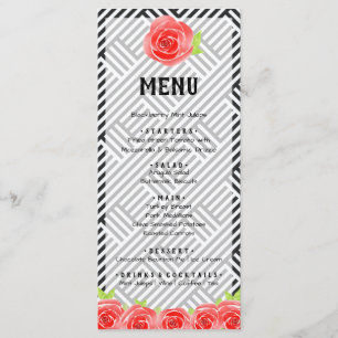 Red Rose Black & White Stripes Derby Menu