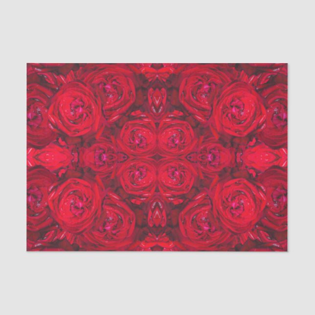 Red rose blossoms with dewdrops - photography tissue paper (Front)
