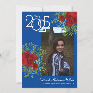 Red Rose Blue Photo Graduation Announcement