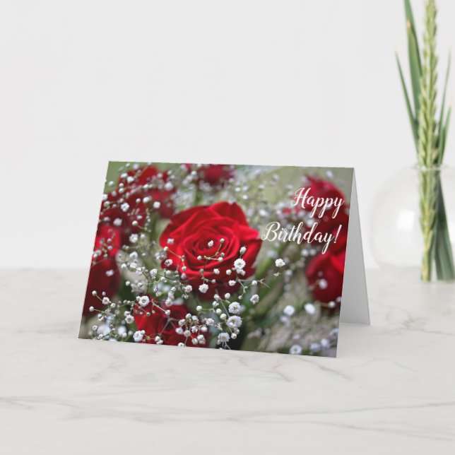 Red Rose Bouquet Bonne Carte de voeux d'anniversai (Devant)