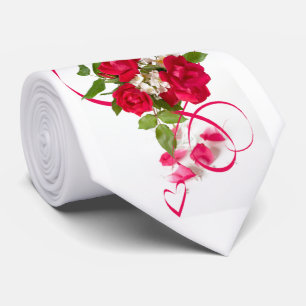 Red Rose Bouquet Floral Photography Tie