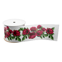 Red Rose Bouquet Flower Satin Ribbon