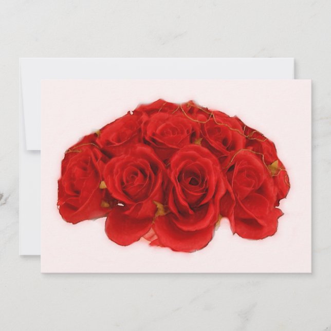 Red Rose Bouquet Invitation / Faire-part (Devant)
