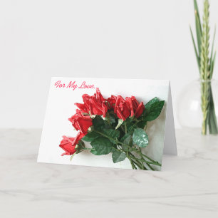 Red Rose Bouquet Love Card - Customizable