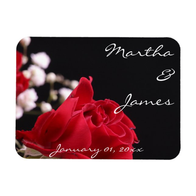 Red Rose Bouquet Personal Wedding Magnet (Horizontal)