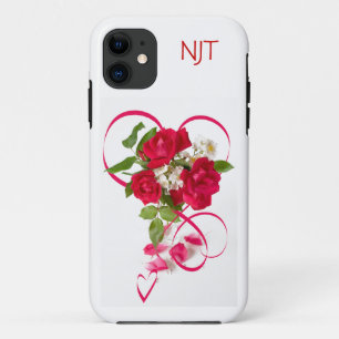 Red Rose Bouquet Photo & Ribbon Heart iPhone 11 Case